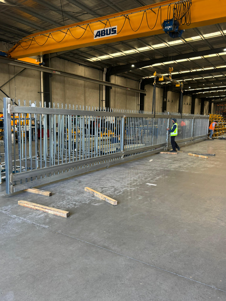 18m Wide Heavy Duty Pressed Spear Top Sliding Vehicle Access Gate