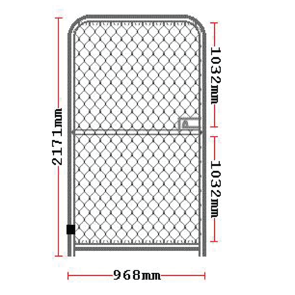 Chain-link Pedestrian Plain Top Single Gate Galvanised 2100H x 1000W