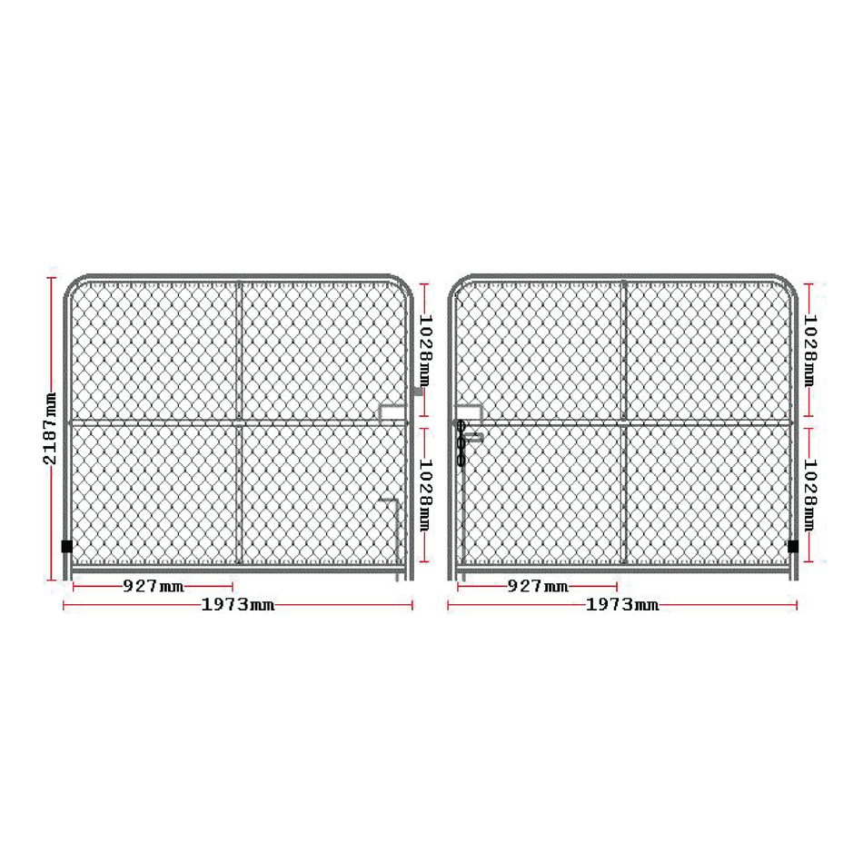Chain-link Vehicle Access Plain Top Double Gate Powder Coated Black 2100H x 4000W