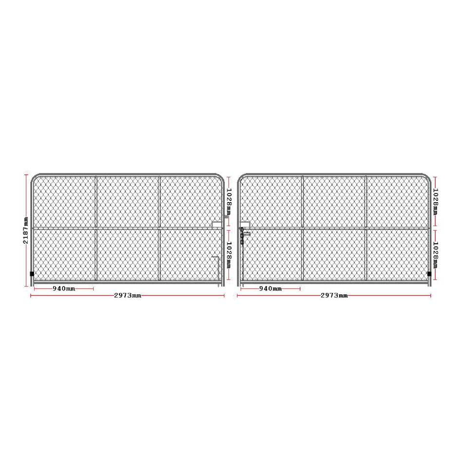 Chain-link Vehicle Access Plain Top Double Gate Galvanised 2100H x 6000W