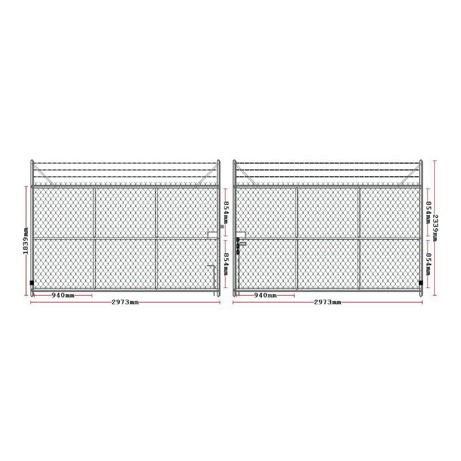 Chain-link Barb Top Double Gate Galvanised 2250H x 6000W