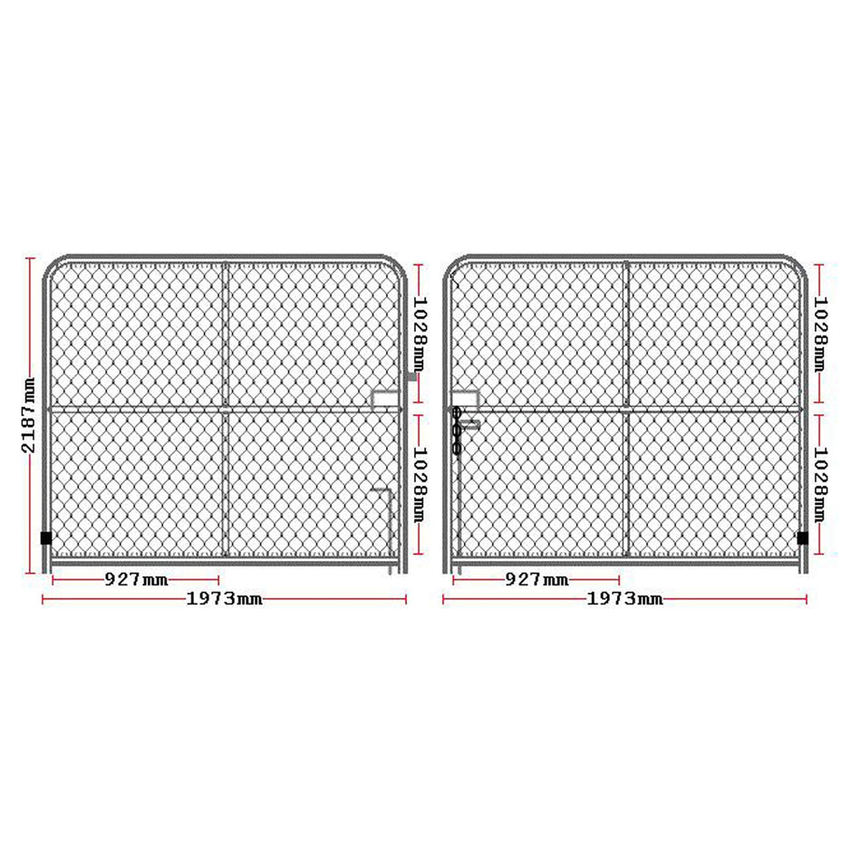 Chain-link Plain Top Vehicle Access Double Gates Powder Coated Black 2100H x 4000W Opening