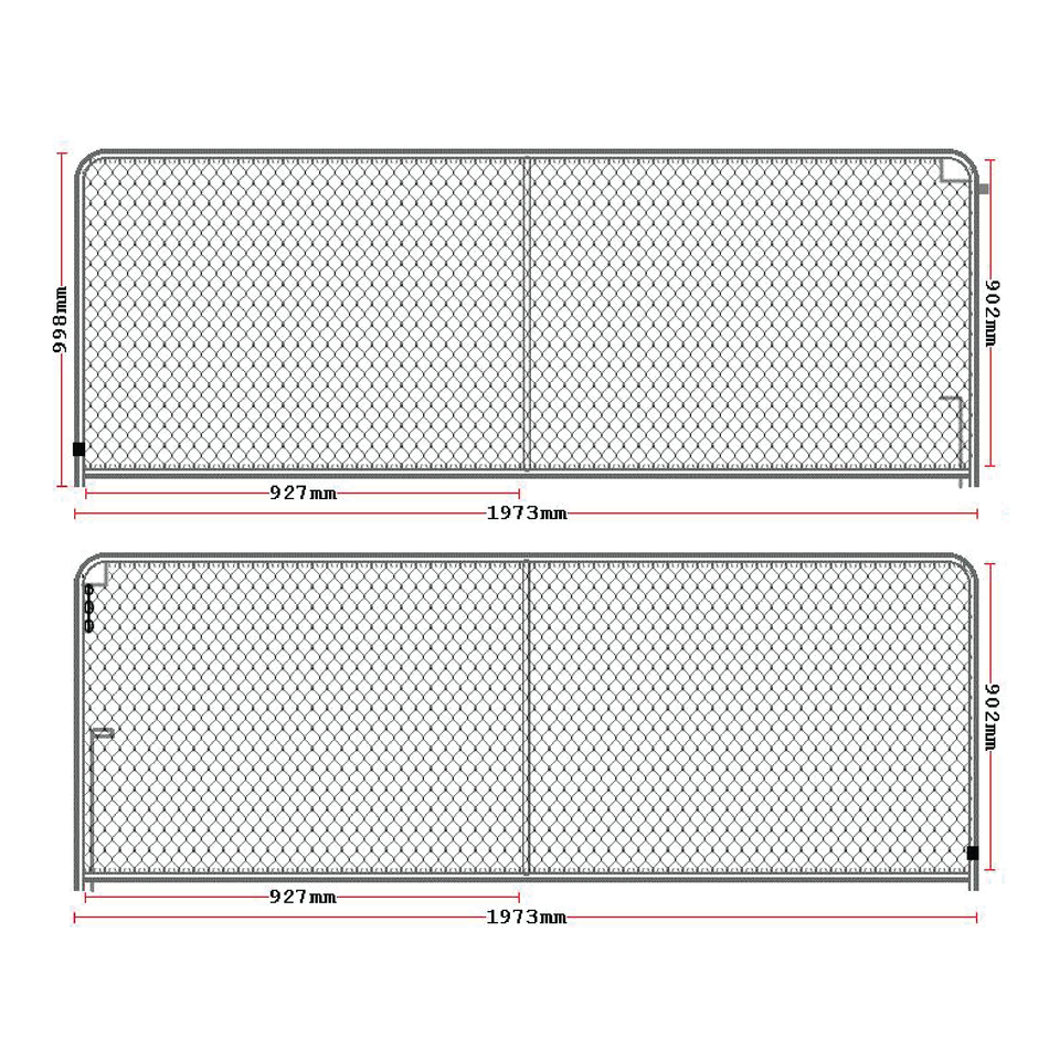 Chain-link Sports Field Plain Top Double Gate Powder Coated Black 900H x 4000W