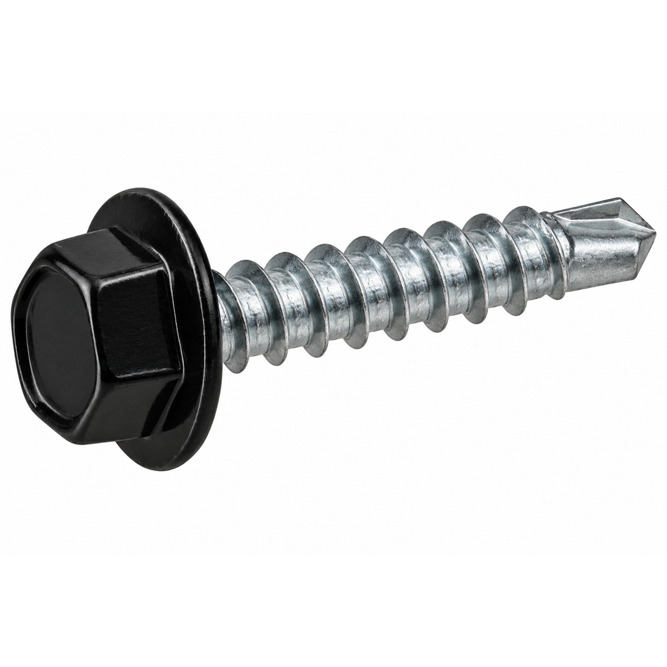 14g Steel Hex Head Tek Screw Black