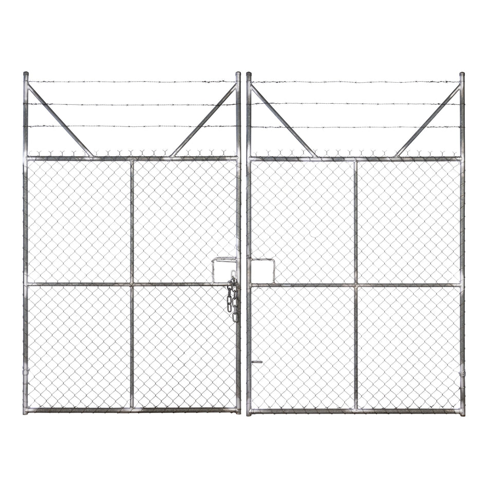 Chain-link Security Vehicle Access 3 Barb Top Double Gate Galvanised 1800H x 4000W