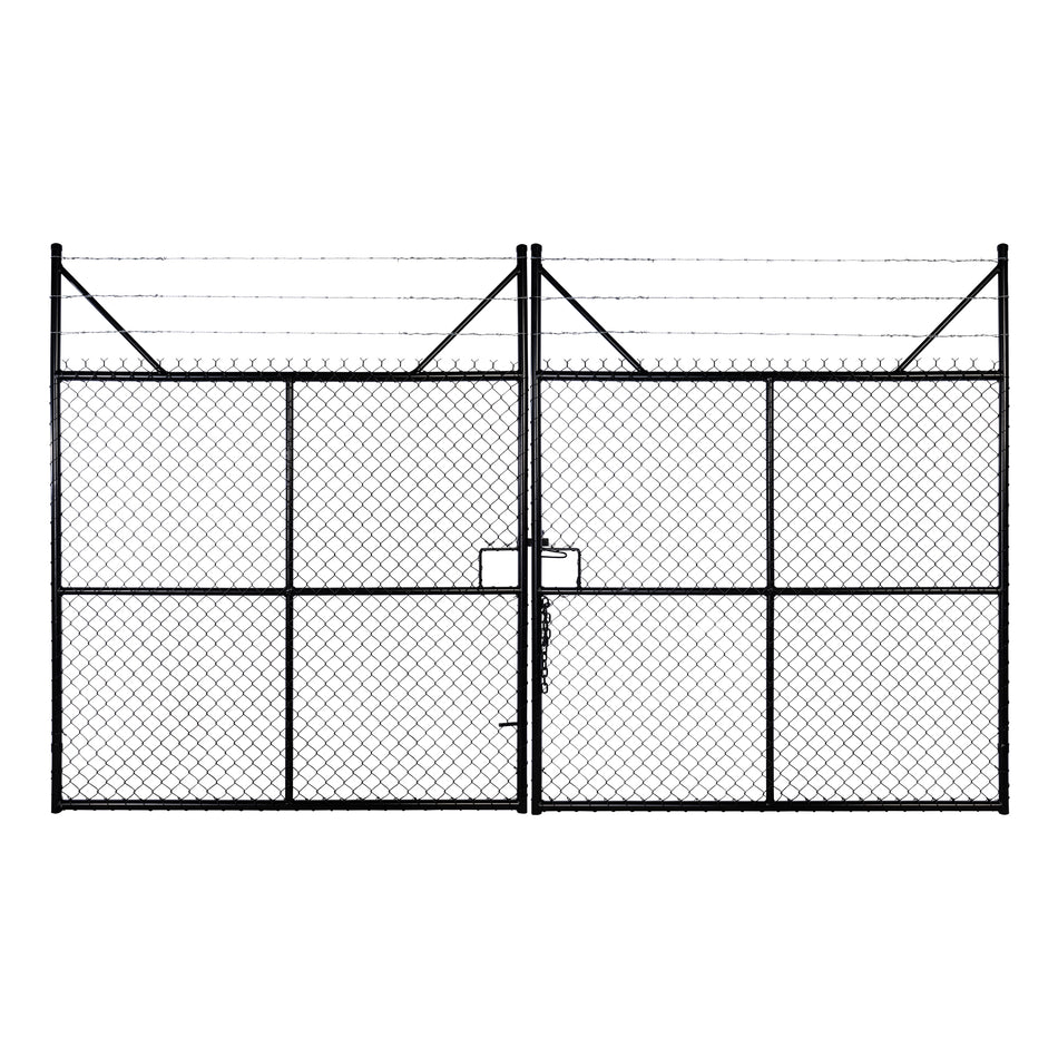Chain-link Barb Top Double Gate Powder Coated Black 2250 / 4000
