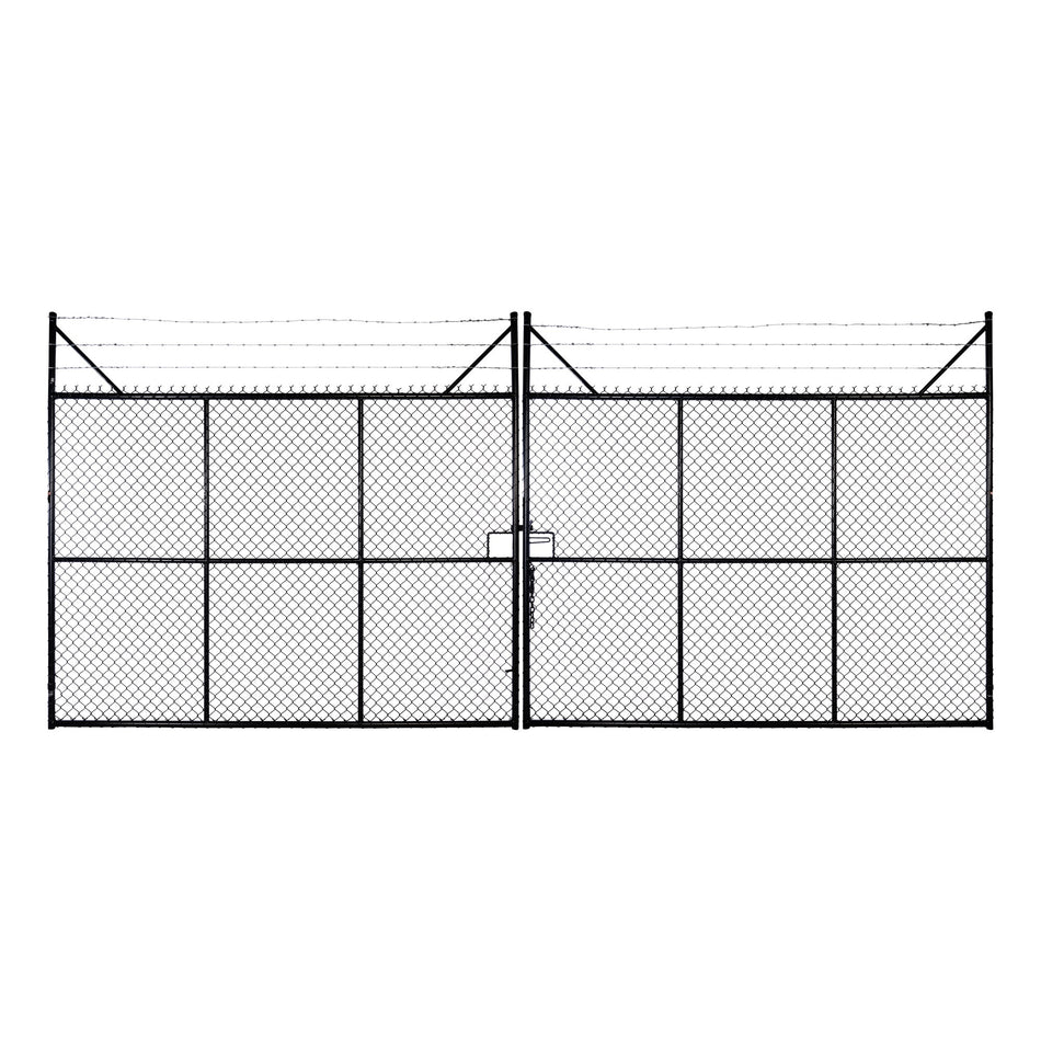Chain-link Security Vehicle Access 3 Barb Top Double Gate Powder Coated Black 1800H x 6000W
