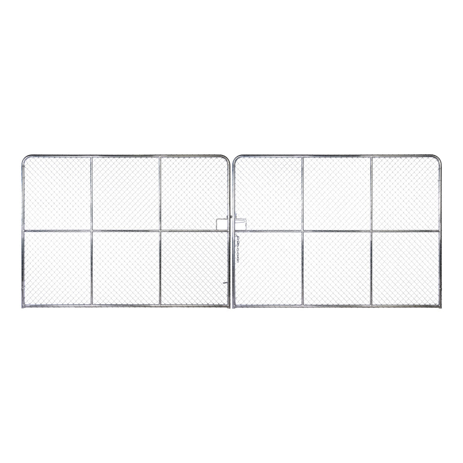 Chain-link Vehicle Access Plain Top Double Gate Galvanised 2100H x 6000W