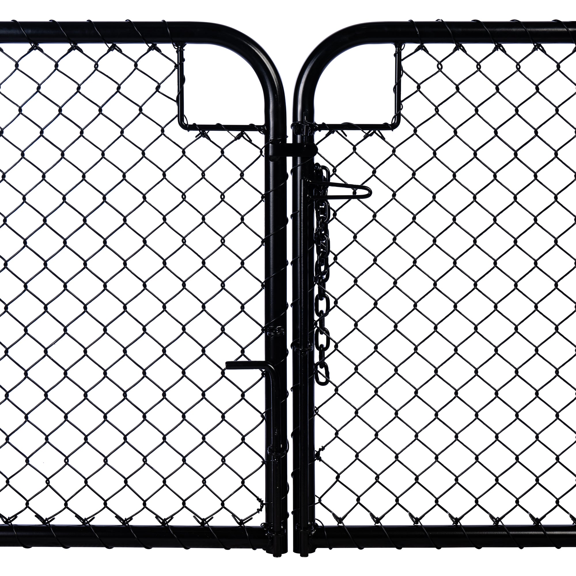 Chain Link Plain Top Double Gate Powder Coated Black 900 / 4000