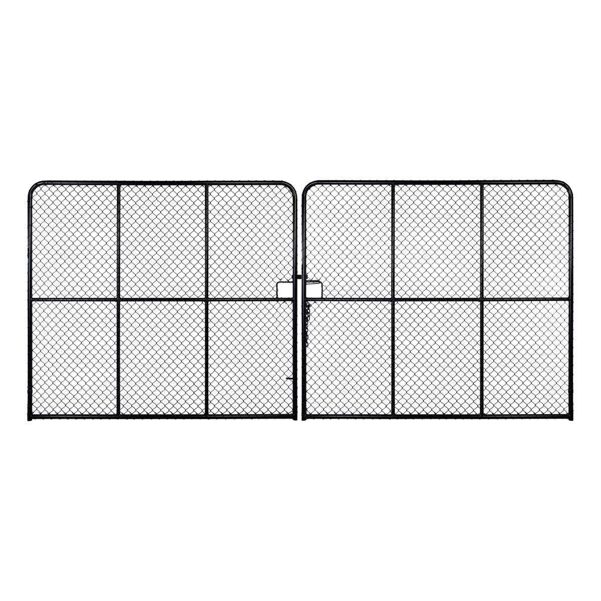 Chain Link Plain Top Double Gate Powder Coated Black 2100 / 6000