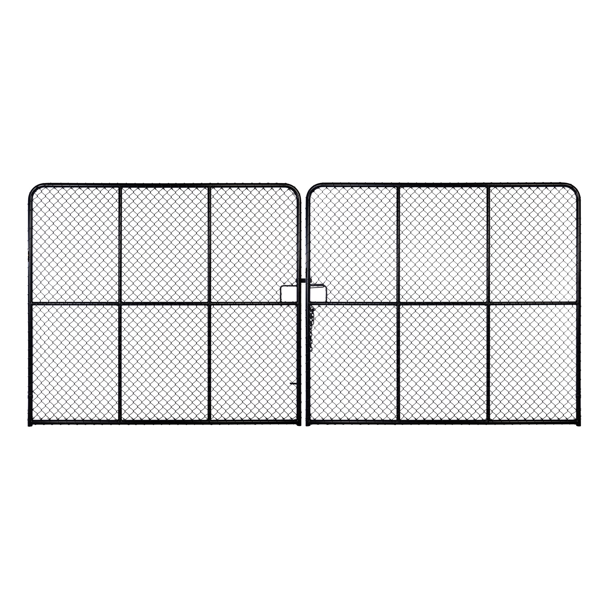 Chain Link Plain Top Double Gate Powder Coated Black 2100 / 6000