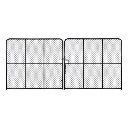 Chain Link Plain Top Double Gate Powder Coated Black 2100 / 6000