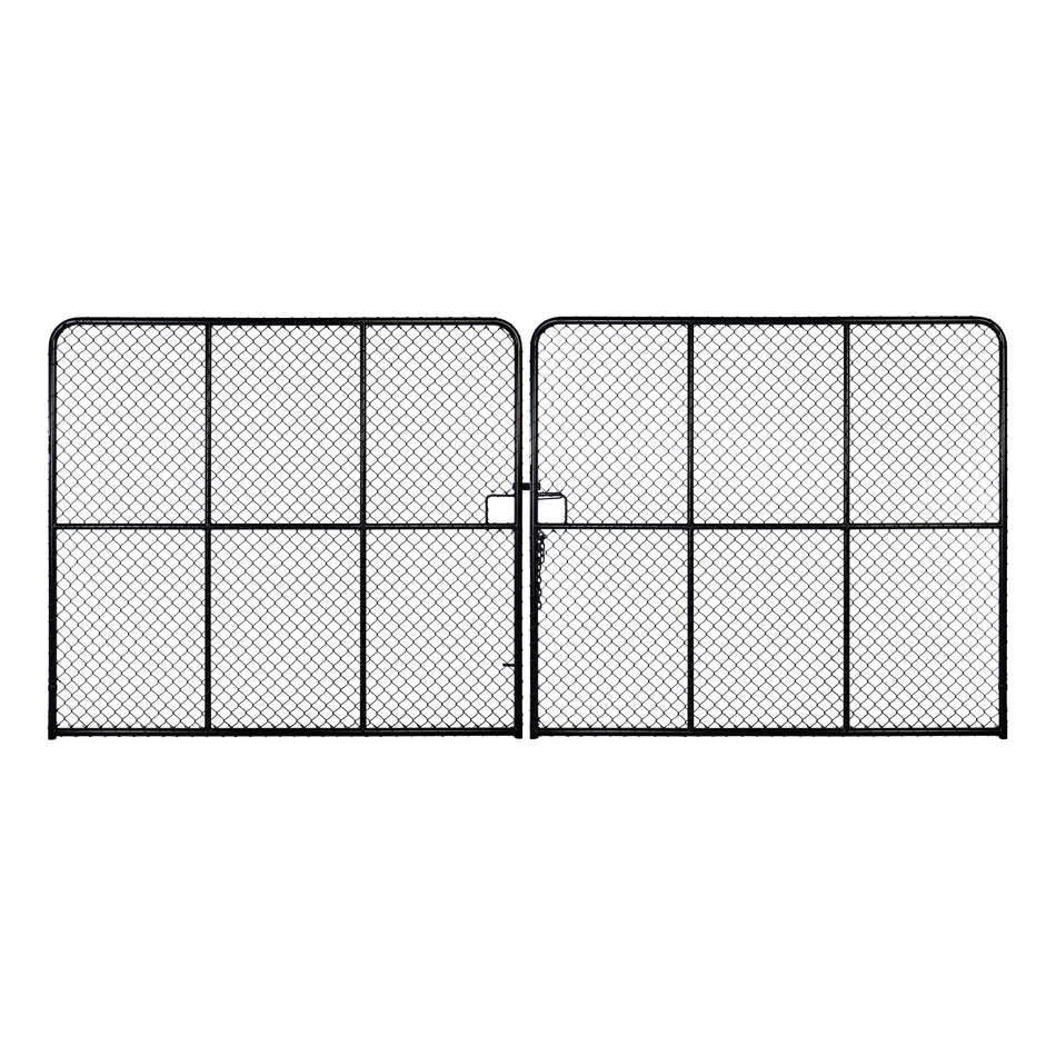 Chain-link Vehicle Access Plain Top Double Gate Powder Coated Black 2100H x 6000W