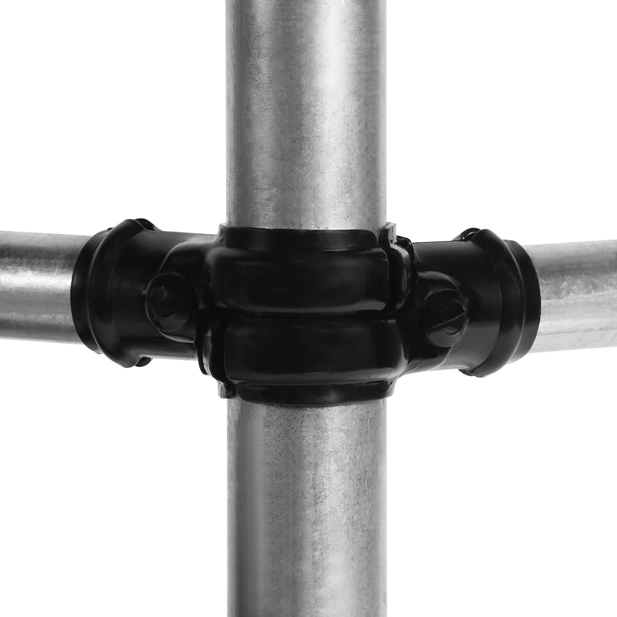 Adjustable Corner Fitting Powder Coated Black 40NB Butt x 80NB Thru