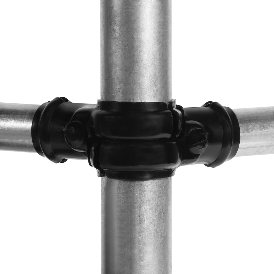 Adjustable Corner Fitting Powder Coated Black 40NB Butt x 80NB Thru