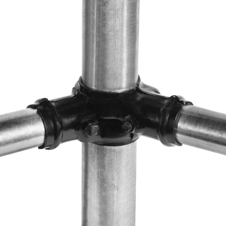 Adjustable Corner Fitting Powder Coated Black 40NB Butt x 80NB Thru