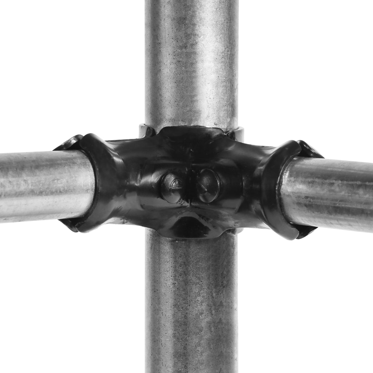 Fixed Corner Fitting Powder Coated Black 20NB Butt x 20NB Thru