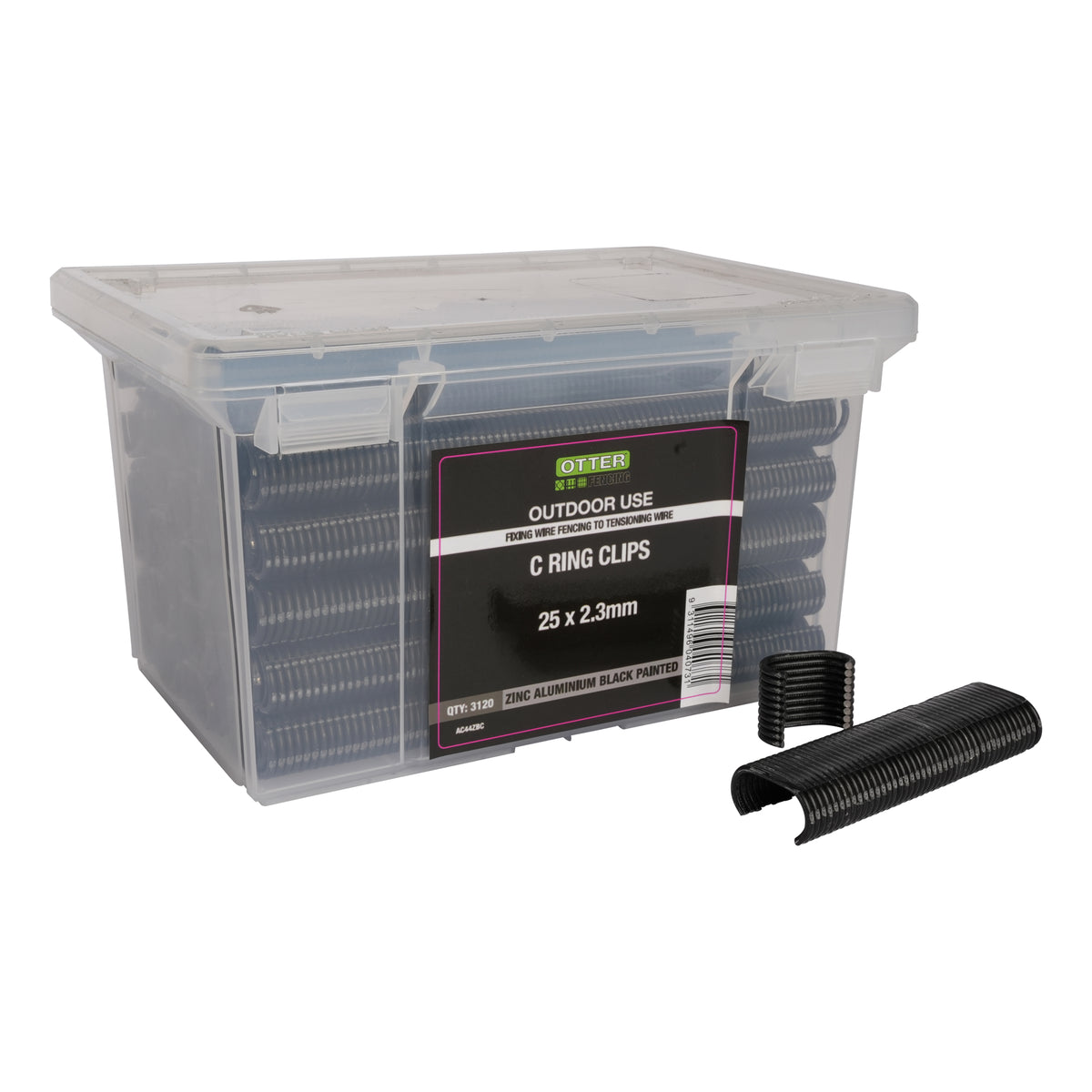 C-Clips Zinc Aluminium Powder Coated Black 25 x 2.3mm