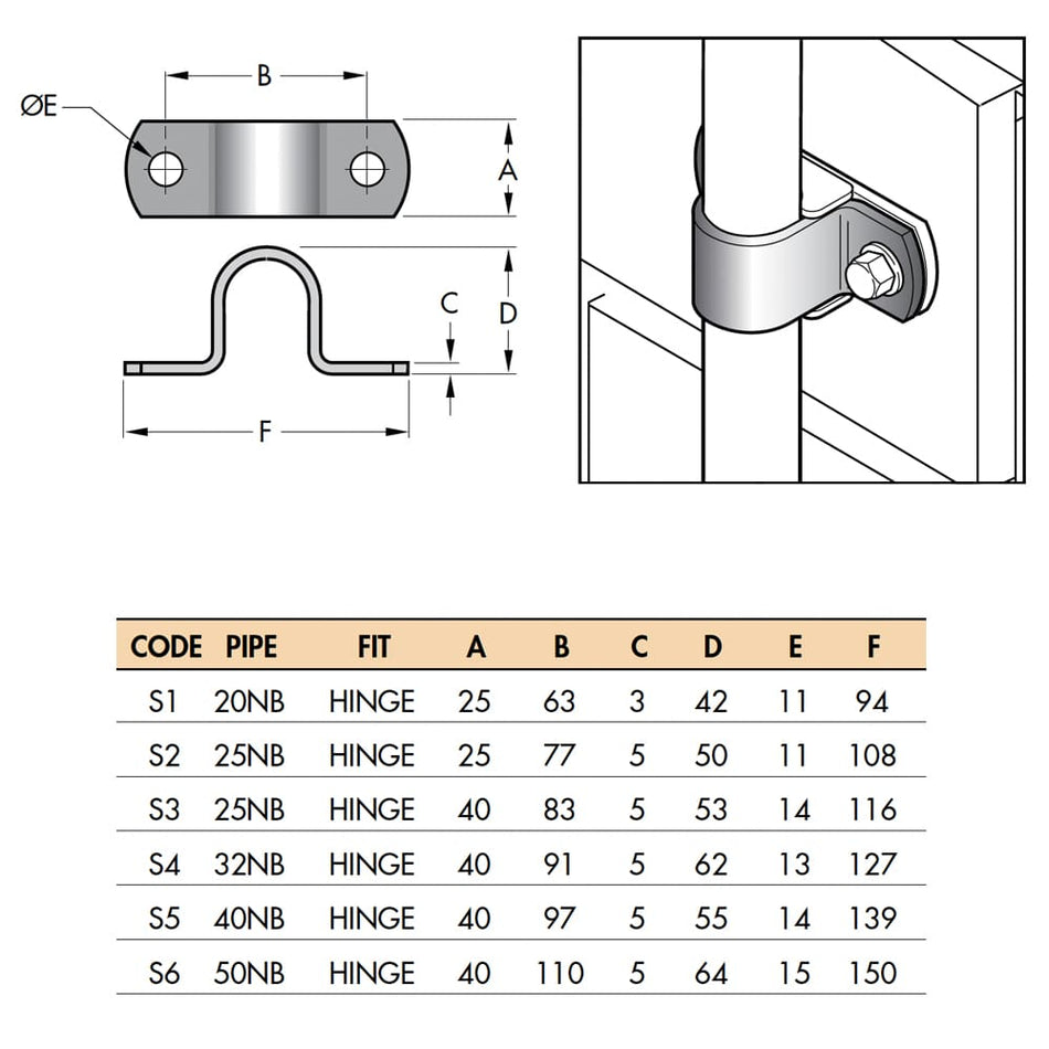 Pipe Hinge Strap Loose Fit Galvanised