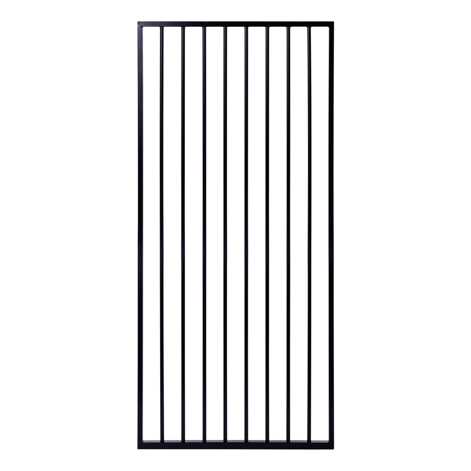 Flat Top Tubular Single Gate (960mm Width) Powder Coated Black