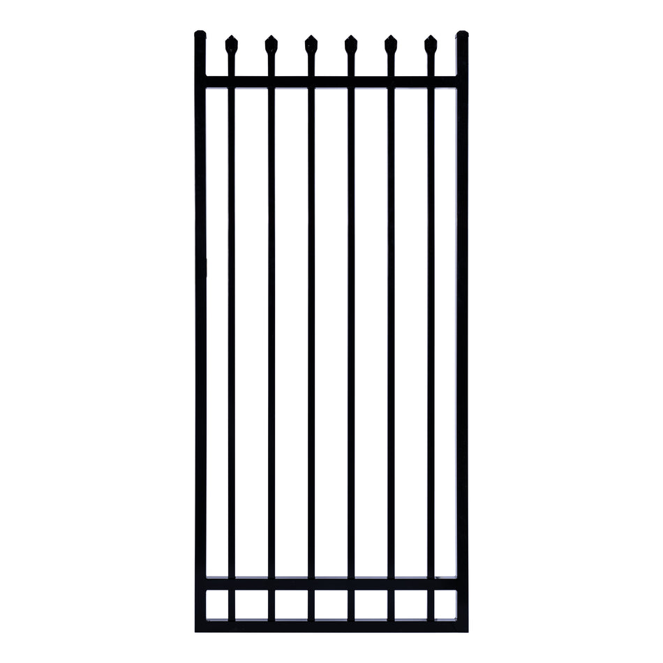 Spear Top Tubular Single Gate Powder Coated Black 1800 / 150