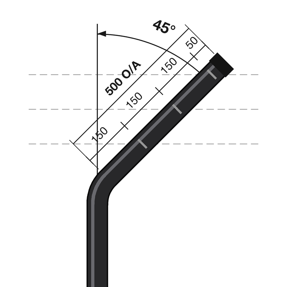 Round Steel Crimped and Cranked Post Inline Powder Coated Black