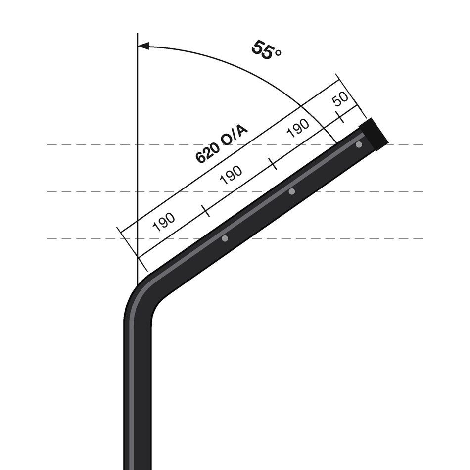 Round Steel Crimped and Cranked Post Right-Angle Corner Powder Coated Black